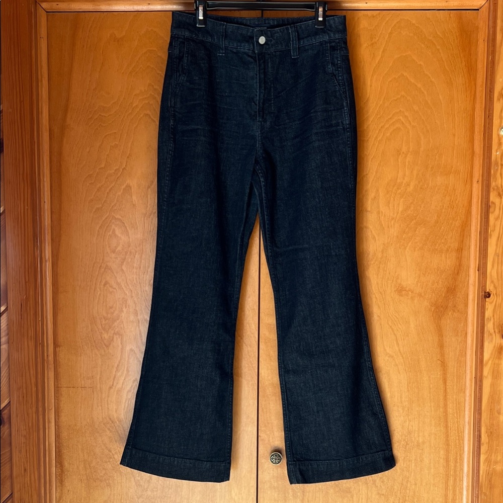 J. Crew Dark Indigo High-waisted Flared Jeans 32”